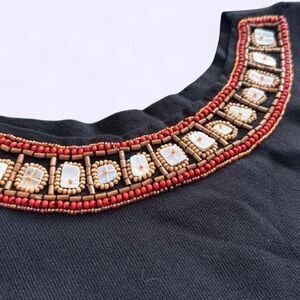 Vintage Joseph A Black Beaded Knit Top M L Elegant